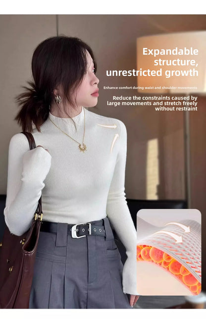 Hot Sale Women Sweater Autumn Mock Neck Vintage Basic Solid Knitted Tops Slim Pullover Korean Sweaters Long Sleeve Clothes 90s