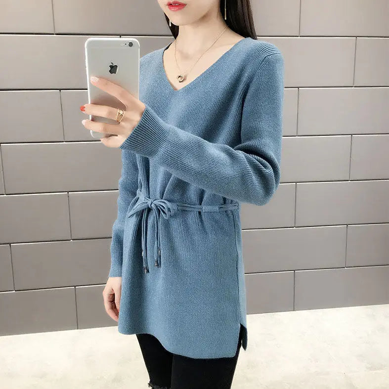 Knitted Sweaters For Women Solid Sale All Cheap Autumn Clothes Japanese Style On Promotion Attractive Top V Neck Female Pullover