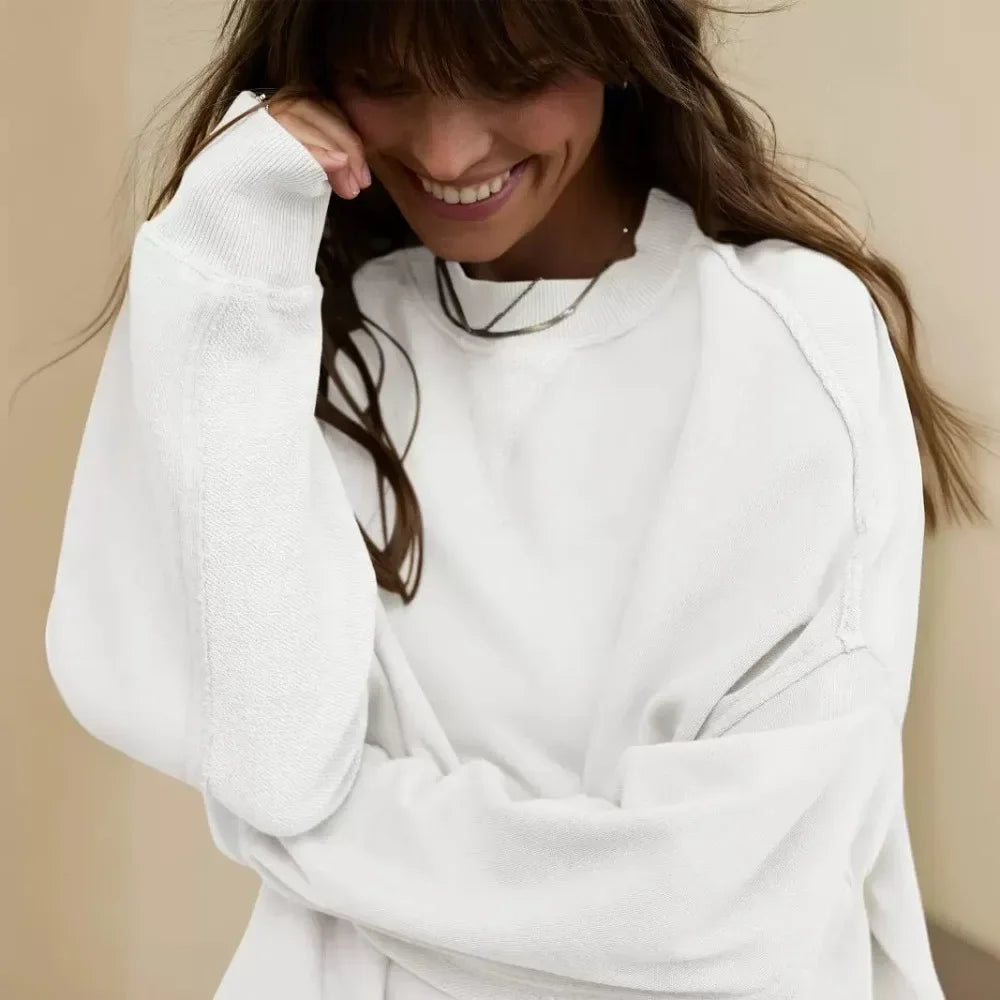 2025 Fall Winter New Fashion Women's Hoodie Loose-Fit Casual Crew Neck Top Commuter Wear Y2k Woman Clothing