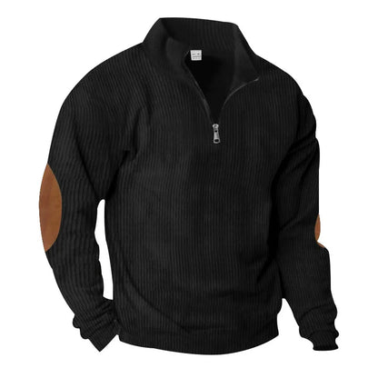 spring autumn men's casual sweatshirt half zipper V-neck pullover long sleeve sweatshirt corduroy trend loose coat men's tops