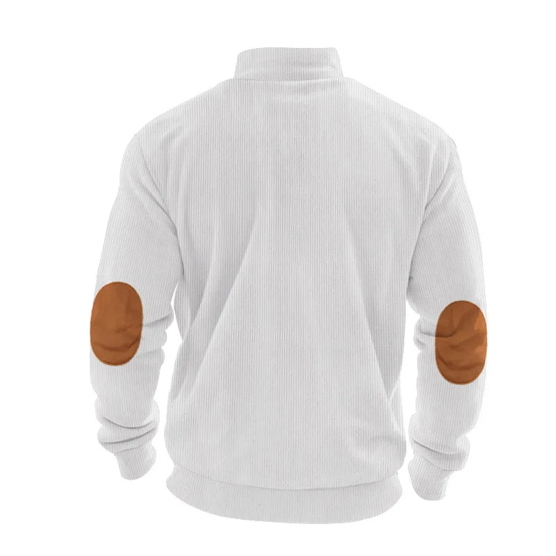 spring autumn men's casual sweatshirt half zipper V-neck pullover long sleeve sweatshirt corduroy trend loose coat men's tops