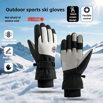 Adult Touch Screen Gloves Men Women's Winter Ski Gloves Warm Cold-Proof Fleece Thickened Gloves Lined Touch Screen Gloves