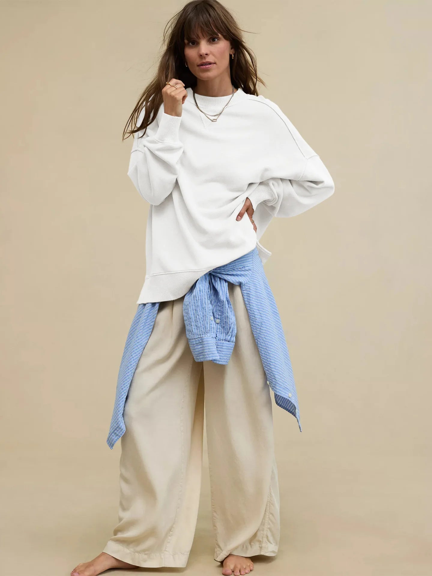 2025 Fall Winter New Fashion Women's Hoodie Loose-Fit Casual Crew Neck Top Commuter Wear Y2k Woman Clothing