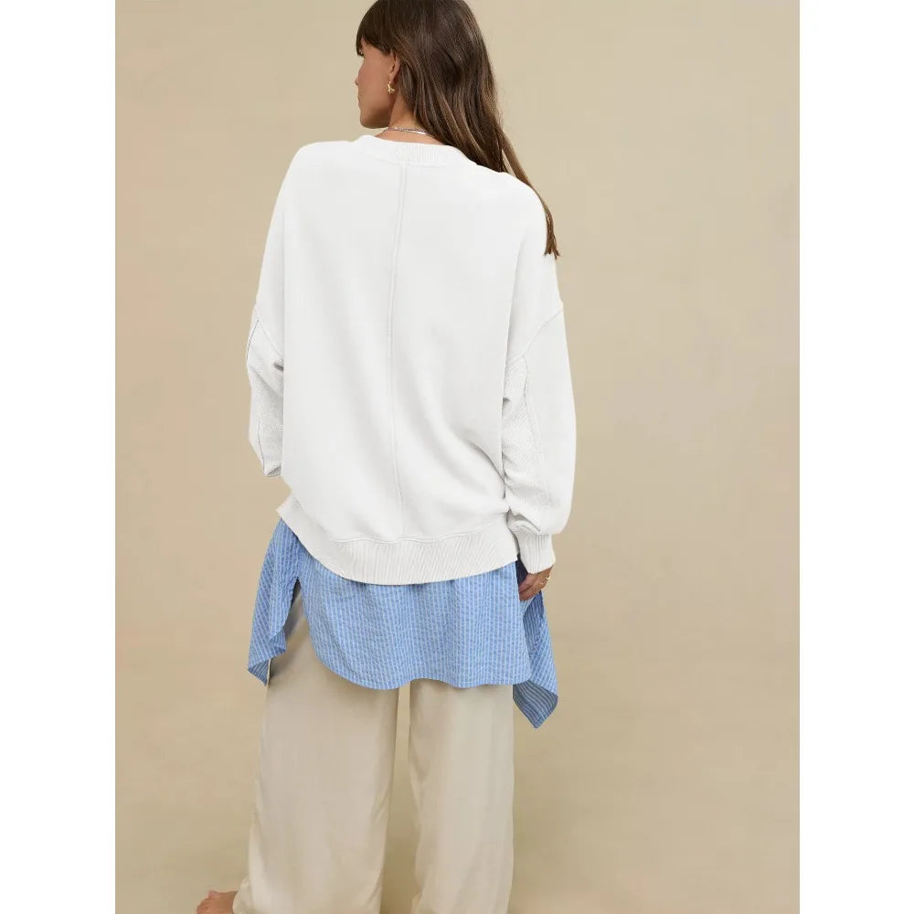2025 Fall Winter New Fashion Women's Hoodie Loose-Fit Casual Crew Neck Top Commuter Wear Y2k Woman Clothing