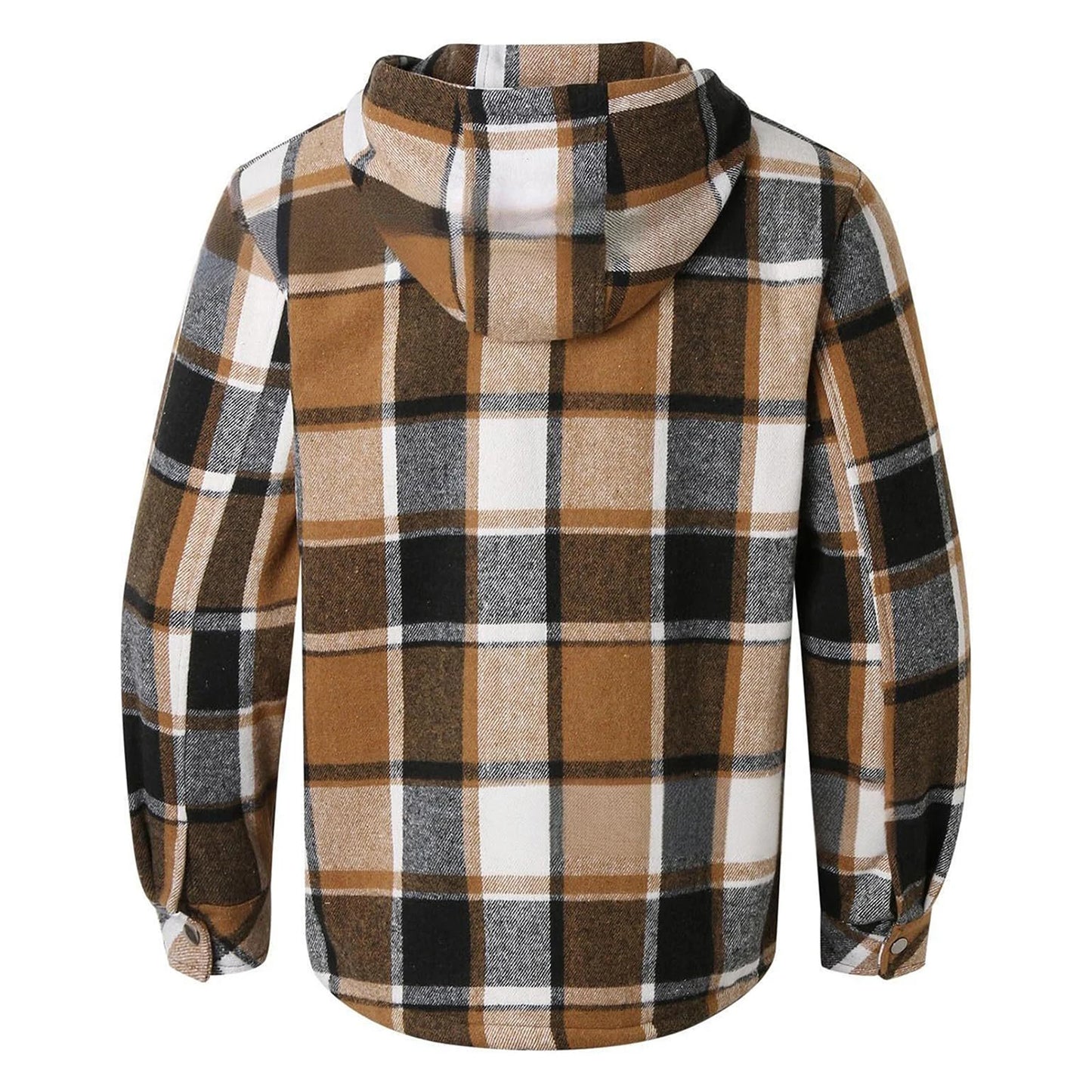 Men's Shirt Plaid Retro Warm Top Winter Fashion Men's Clothing Classic Style Zipper Jacket Thickened Fleece Lined Hooded