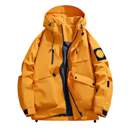 Unisex Autumn Winter Jacket Solid Color Outdoor Workwear Casual Loose Zipper Pocket Warm Long Sleeved Jacket Windproof Jacket