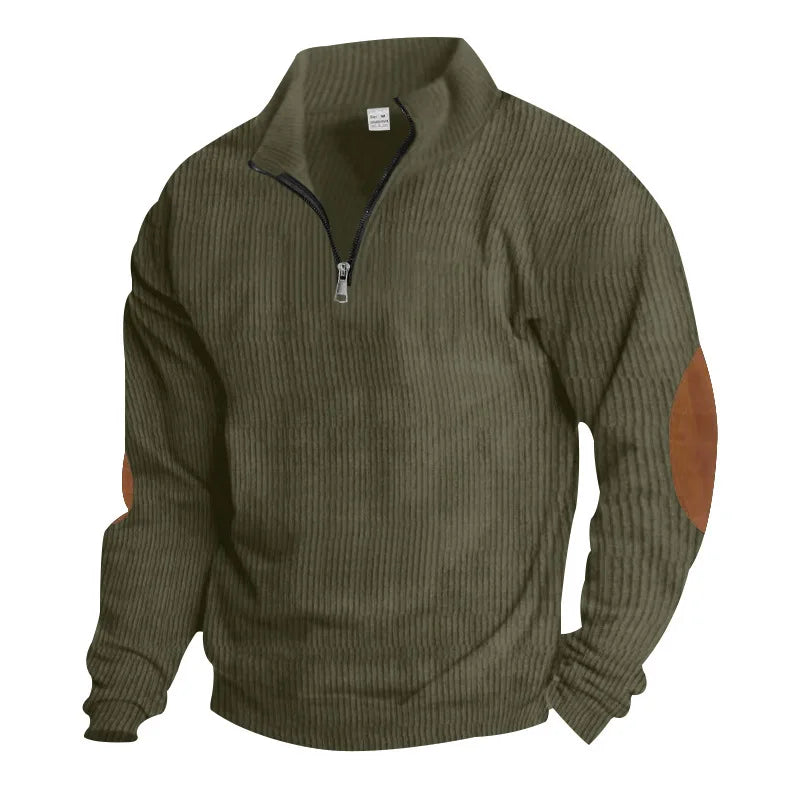 spring autumn men's casual sweatshirt half zipper V-neck pullover long sleeve sweatshirt corduroy trend loose coat men's tops