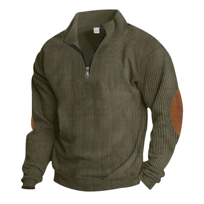 spring autumn men's casual sweatshirt half zipper V-neck pullover long sleeve sweatshirt corduroy trend loose coat men's tops