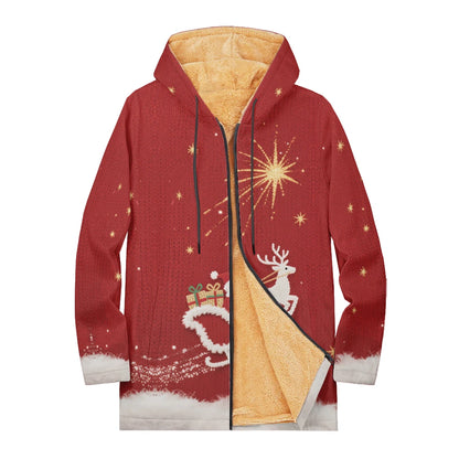 Unisex Christmas Winter Hooded Jacket with Festive Patterns Snowflakes Snowmen Reindeer and Penguins Soft Fleece Lining Warmth