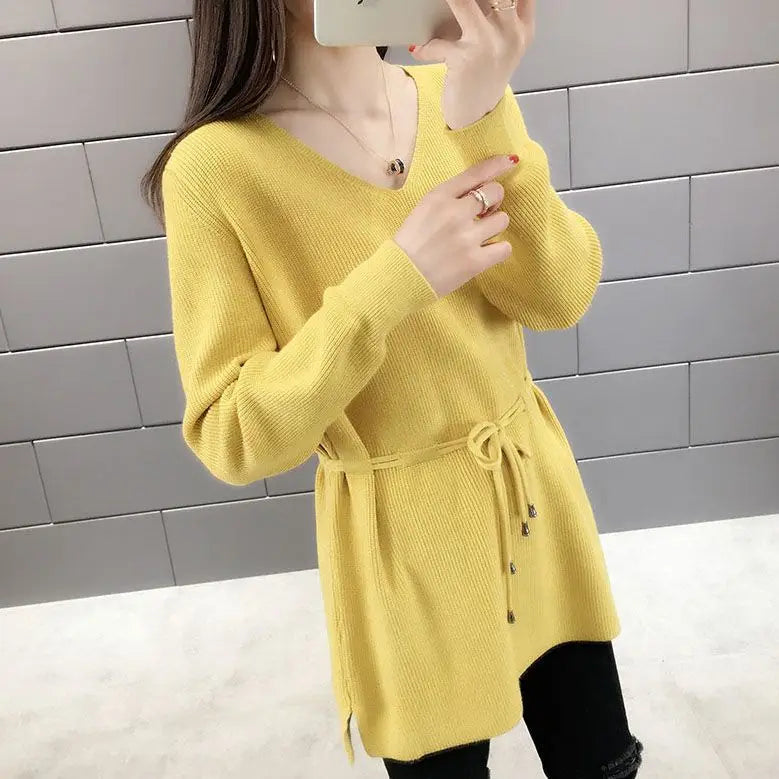 Knitted Sweaters For Women Solid Sale All Cheap Autumn Clothes Japanese Style On Promotion Attractive Top V Neck Female Pullover