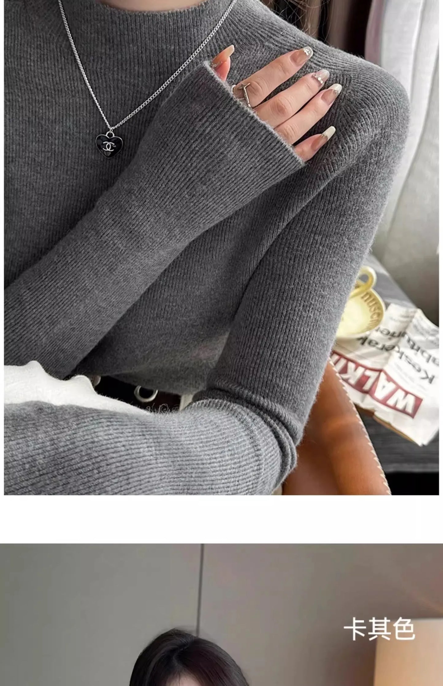 Hot Sale Women Sweater Autumn Mock Neck Vintage Basic Solid Knitted Tops Slim Pullover Korean Sweaters Long Sleeve Clothes 90s