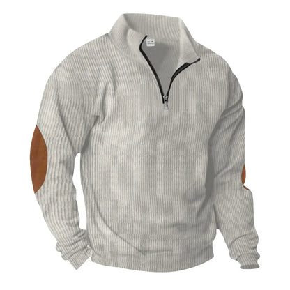 spring autumn men's casual sweatshirt half zipper V-neck pullover long sleeve sweatshirt corduroy trend loose coat men's tops