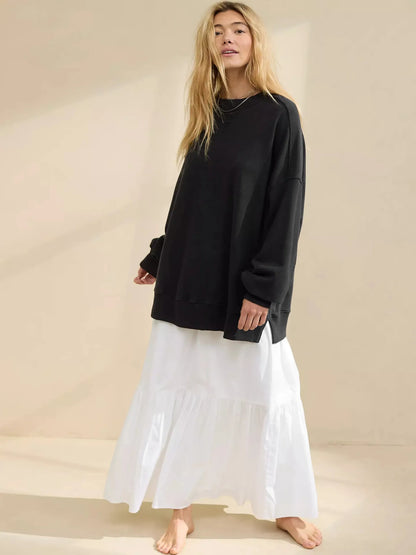 2025 Fall Winter New Fashion Women's Hoodie Loose-Fit Casual Crew Neck Top Commuter Wear Y2k Woman Clothing