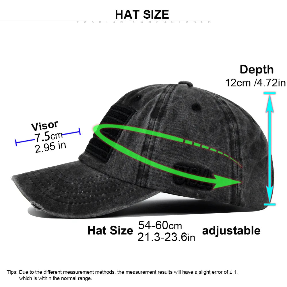 Camouflage Baseball Cap Leopard grain hat Sun hat Washed denim baseball cap American flag USA pattern Spring Autumn baseball Cap