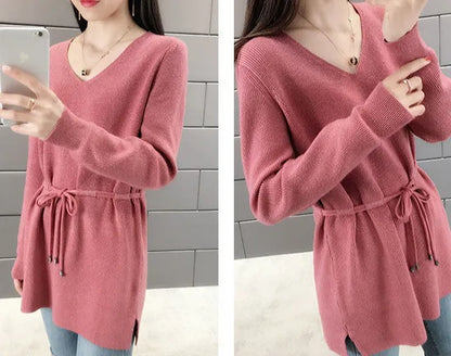 Knitted Sweaters For Women Solid Sale All Cheap Autumn Clothes Japanese Style On Promotion Attractive Top V Neck Female Pullover