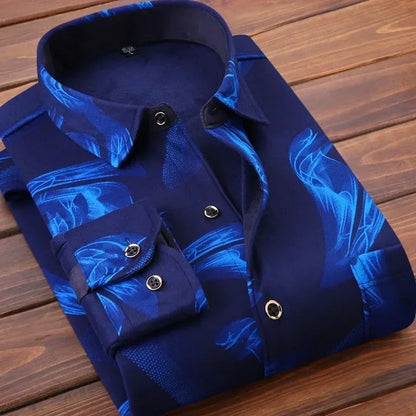 2025 Men's Winter Warm Long Sleeve Plaid Shirts Flannel Fur Lined Thick Formal Shirts Fleece Casual Shirt for Men Dress Shirts