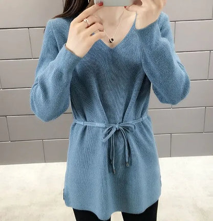 Knitted Sweaters For Women Solid Sale All Cheap Autumn Clothes Japanese Style On Promotion Attractive Top V Neck Female Pullover