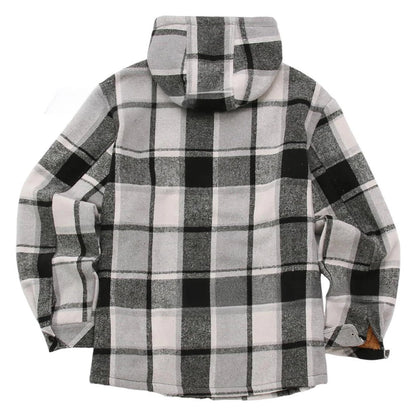 Men's Shirt Plaid Retro Warm Top Winter Fashion Men's Clothing Classic Style Zipper Jacket Thickened Fleece Lined Hooded