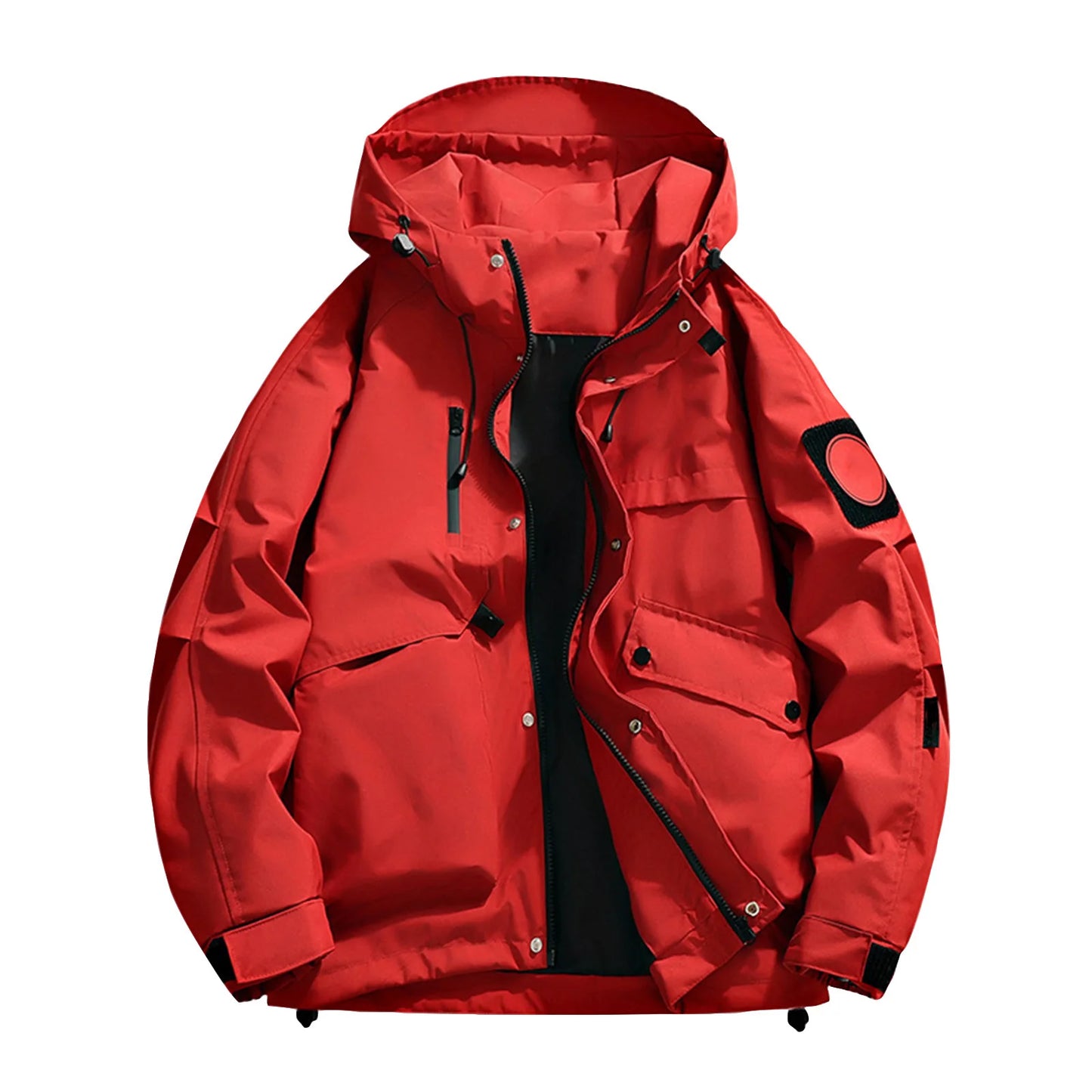 Unisex Autumn Winter Jacket Solid Color Outdoor Workwear Casual Loose Zipper Pocket Warm Long Sleeved Jacket Windproof Jacket