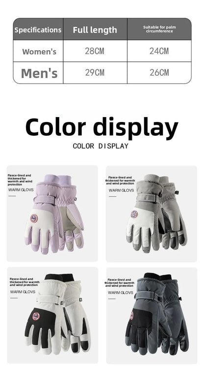 Adult Touch Screen Gloves Men Women's Winter Ski Gloves Warm Cold-Proof Fleece Thickened Gloves Lined Touch Screen Gloves