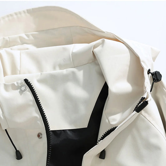 Unisex Autumn Winter Jacket Solid Color Outdoor Workwear Casual Loose Zipper Pocket Warm Long Sleeved Jacket Windproof Jacket