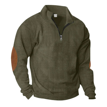 spring autumn men's casual sweatshirt half zipper V-neck pullover long sleeve sweatshirt corduroy trend loose coat men's tops