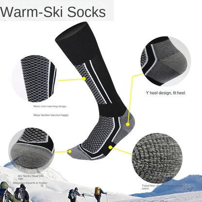 Ski Socks Winter Thermal Breathable Professional Climbing Socks Sports Unisex Hiking Stockings Moisture Wicking Cushioned Socks