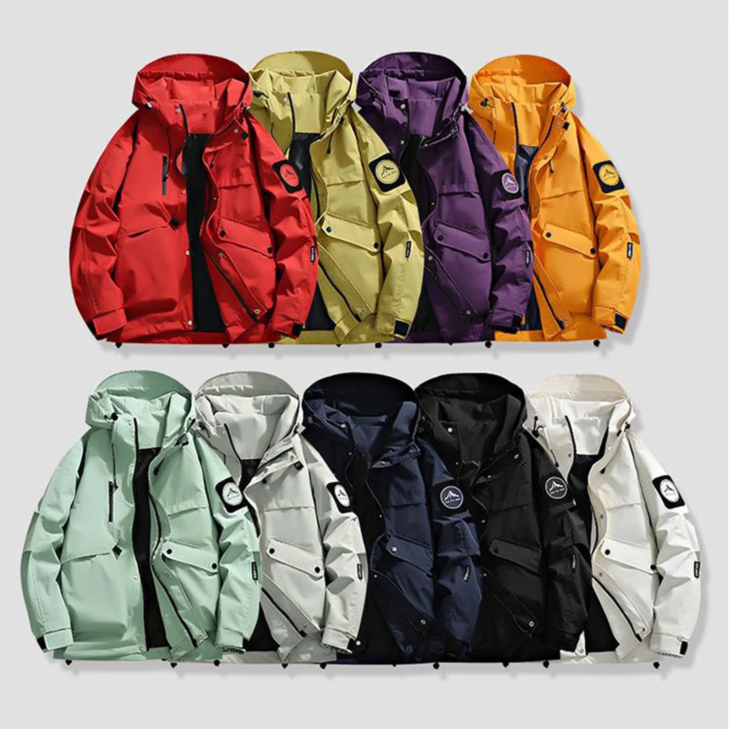 Unisex Autumn Winter Jacket Solid Color Outdoor Workwear Casual Loose Zipper Pocket Warm Long Sleeved Jacket Windproof Jacket