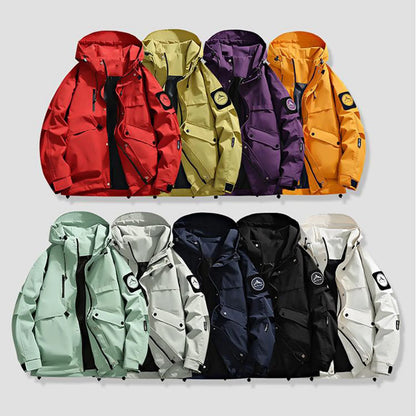Unisex Autumn Winter Jacket Solid Color Outdoor Workwear Casual Loose Zipper Pocket Warm Long Sleeved Jacket Windproof Jacket