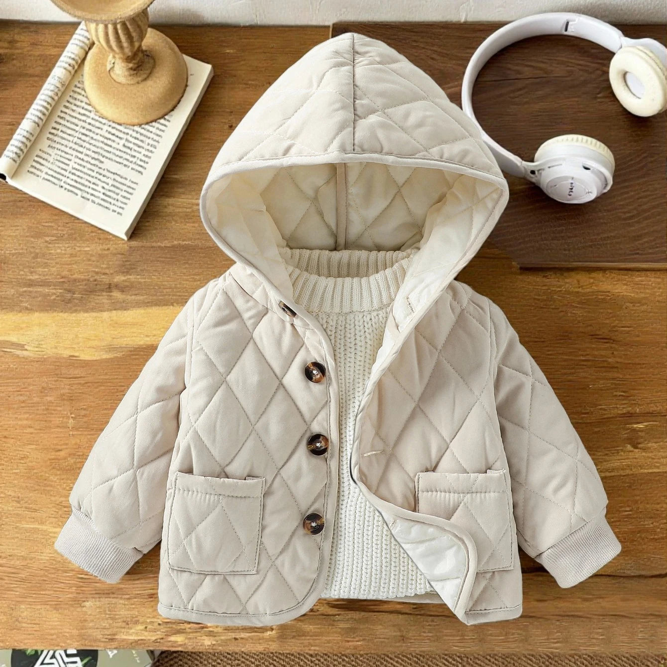 2025 Baby Unisex Girls Boys Autumn Winter  Cotton-Padded  Hooded Warm Coat Jacket Children Casual Comfortable Clothes Overcoats