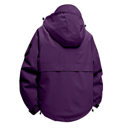 Unisex Autumn Winter Jacket Solid Color Outdoor Workwear Casual Loose Zipper Pocket Warm Long Sleeved Jacket Windproof Jacket