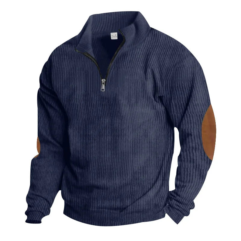spring autumn men's casual sweatshirt half zipper V-neck pullover long sleeve sweatshirt corduroy trend loose coat men's tops