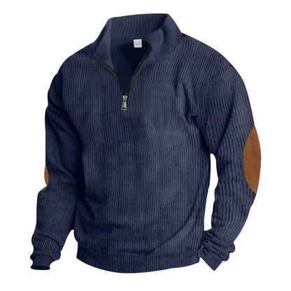 spring autumn men's casual sweatshirt half zipper V-neck pullover long sleeve sweatshirt corduroy trend loose coat men's tops