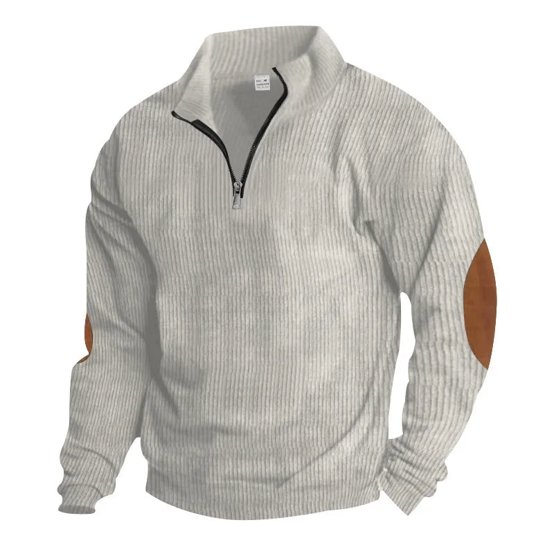 spring autumn men's casual sweatshirt half zipper V-neck pullover long sleeve sweatshirt corduroy trend loose coat men's tops