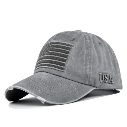 Camouflage Baseball Cap Leopard grain hat Sun hat Washed denim baseball cap American flag USA pattern Spring Autumn baseball Cap