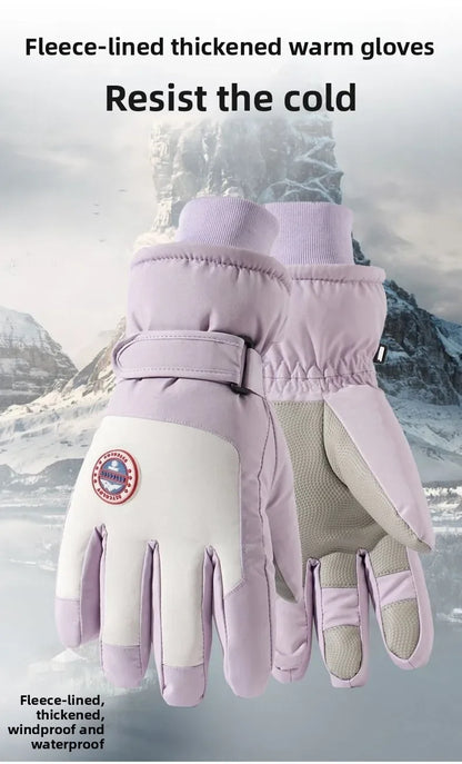 Adult Touch Screen Gloves Men Women's Winter Ski Gloves Warm Cold-Proof Fleece Thickened Gloves Lined Touch Screen Gloves
