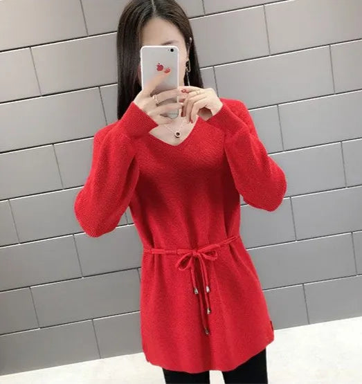 Knitted Sweaters For Women Solid Sale All Cheap Autumn Clothes Japanese Style On Promotion Attractive Top V Neck Female Pullover