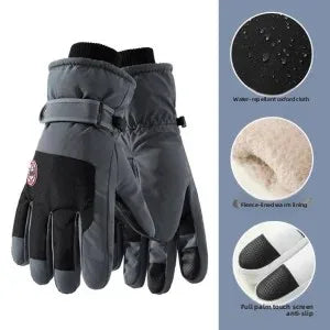 Adult Touch Screen Gloves Men Women's Winter Ski Gloves Warm Cold-Proof Fleece Thickened Gloves Lined Touch Screen Gloves