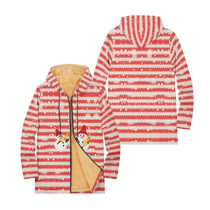 Unisex Christmas Winter Hooded Jacket with Festive Patterns Snowflakes Snowmen Reindeer and Penguins Soft Fleece Lining Warmth
