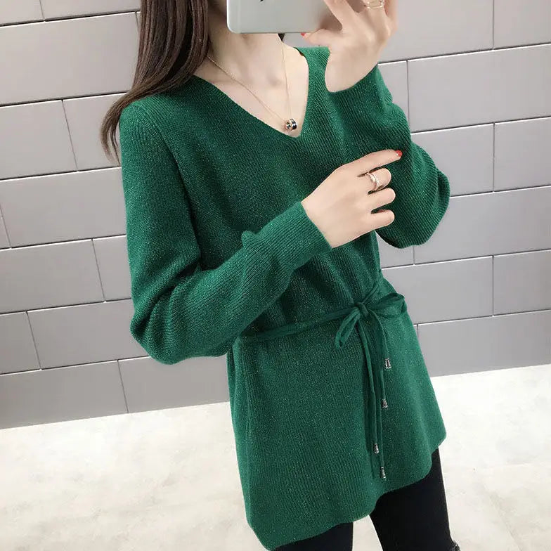 Knitted Sweaters For Women Solid Sale All Cheap Autumn Clothes Japanese Style On Promotion Attractive Top V Neck Female Pullover