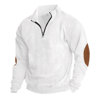 spring autumn men's casual sweatshirt half zipper V-neck pullover long sleeve sweatshirt corduroy trend loose coat men's tops