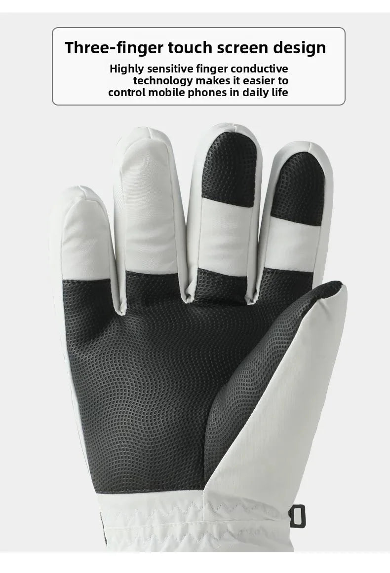Adult Touch Screen Gloves Men Women's Winter Ski Gloves Warm Cold-Proof Fleece Thickened Gloves Lined Touch Screen Gloves