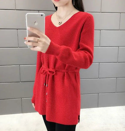 Knitted Sweaters For Women Solid Sale All Cheap Autumn Clothes Japanese Style On Promotion Attractive Top V Neck Female Pullover