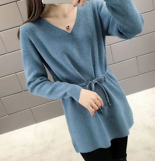 Knitted Sweaters For Women Solid Sale All Cheap Autumn Clothes Japanese Style On Promotion Attractive Top V Neck Female Pullover