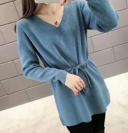 Knitted Sweaters For Women Solid Sale All Cheap Autumn Clothes Japanese Style On Promotion Attractive Top V Neck Female Pullover
